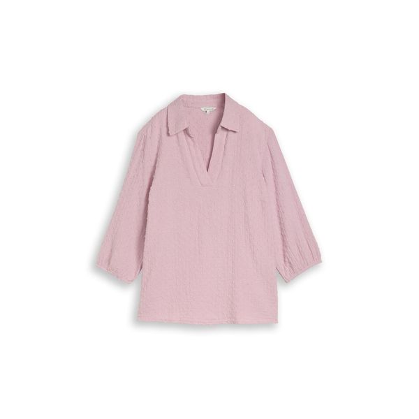 Tom Tailor Damen Plus Size - Bluse Aus Baumwolle, Rosa, Uni, Gr. 46-image