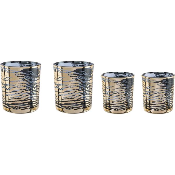 Windlicht Creativ Home "Kerzenhalter Leopard", Gold (Goldfarben), H:10Cm Ø:9Cm, Glas, Kerzenhalter, Windlicht, Teelichthalter Aus Glas-image