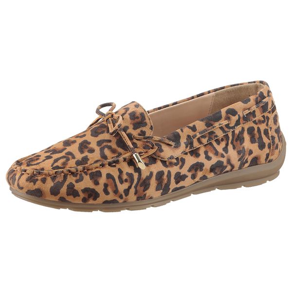 Mokassin Ara "Alabama", Damen, Gr. 7 (41), Braun (Leo), Veloursleder, Schuhe Mokassin, Loafer, Mokassin, Flats In Bequemweite G (= Weit)-image