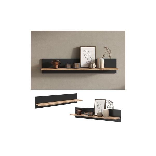 Vicco Wandregal Amber Eiche Wotan Anthrazit 100 X 20 Cm Wandhalterung-image