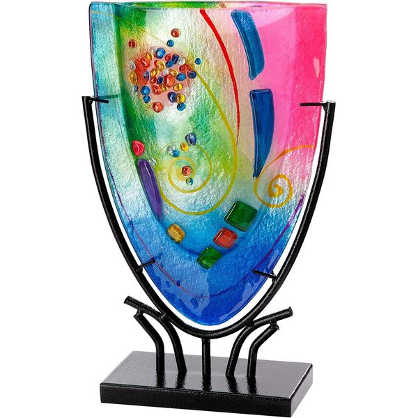 Tischvase Gilde "Vase Oval Cool", Bunt (Mehrfarbig), B:22Cm H:34,5Cm T:9,5Cm, Glas, Vasen-image