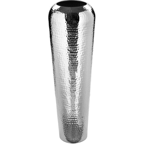 Dekovase Fink "Tutzi, Mit GehäMmerter Struktur", Silber (Silberfarben), H:70Cm Ø:22Cm, Eisen, Vasen, Vase Aus Metall, Vernickelt, Bodenvase-image