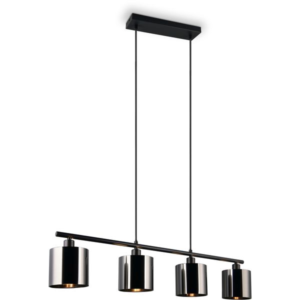 Reality Leuchten Pendelleuchte "Jason, HäNgelampe Esszimmerlampe, 4-Flammig, Exkl. 4Xe14 Max 10W", Rauchgrau Schwarz, 4, Ø 12Cm H: 150Cm, 1 Stk., Leuchten, HöHenverstellbar Max 150Cm, Mit Semi-Transparenten Kunststoff-Schirmen, Pendelleuchte-image