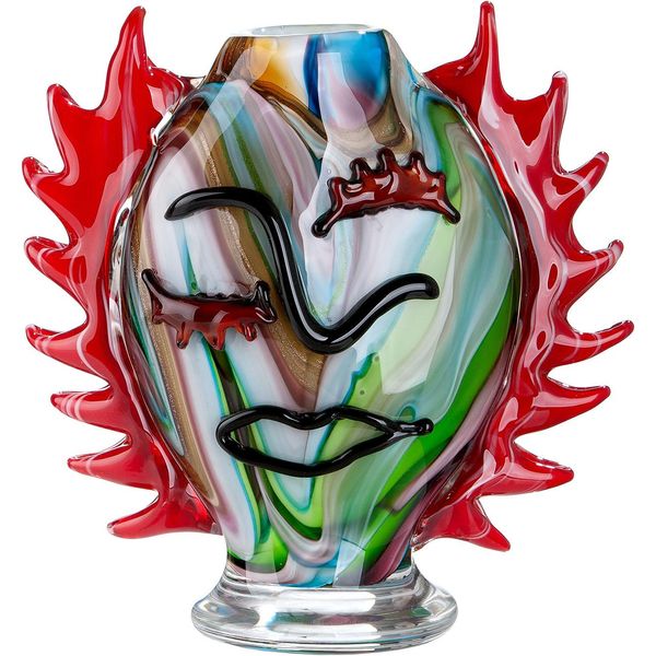 Tischvase Gilde "Gesichtsvase Pepito", Mehrfarbig, B:23Cm H:26Cm T:12Cm, Glas, Vasen-image