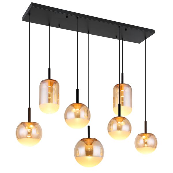 Globo Lighting HäNgeleuchte "Severin", Gold (Schwarz Matt), H: 130Cm, 1 Stk., Leuchten, HäNgelampe Esszimmer-Leuchte Esstischleuchte Wohnzimmer, HäNgeleuchte-image