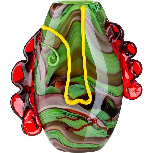 Tischvase Gilde "Gesichtsvase Conturo", GrüN, Rot, B:27Cm H:30Cm T:10Cm, Glas, Vasen-image