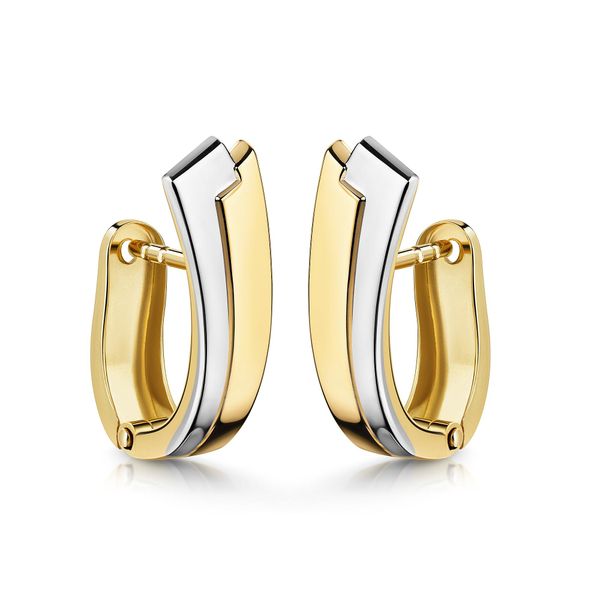 Paar Creolen "375/- Gelbgold Bicolor Glanz", Mehrfarbig, Fascination by Ellen K., Ohrringe, Damen, One-Size, Gold-image