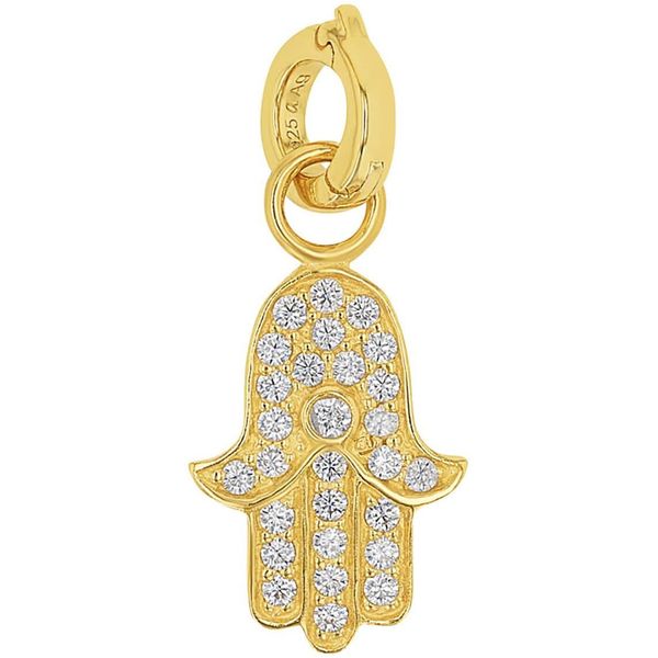 Charm-EinhäNger Amor "Fatima´S Hand", Gold (Gelbgoldfarben, Kristallweiß, Kristallweiß), Charms, Damen, Silber 925 (Sterlingsilber), Mit Zirkonia (Synth.)-image