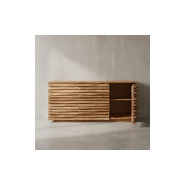Kadima Design Sideboard Akazien-Massivholz, Natur-Baumkante, Landhaus-Stil, 160X75X43 Cm-image