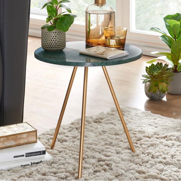 Beistelltisch FineBuy Sofatisch Echter Marmor Ø 38 Cm Tisch Wohnzimmertisch Rund-image