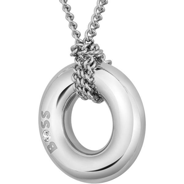 Kette Mit AnhäNger Boss "Live", Silber (Edelstahlfarben, Weiß), Halsketten, Damen, Edelstahl, L: 50,5 B: 2Mm, Mit Preciosa Crystal, B:2Mm-image