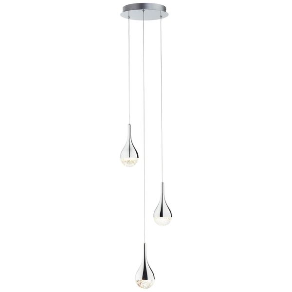Brilliant Pendelleuchte "Frizzante", Grau (Chrom), 3, Ø 26Cm H: 143,5Cm, 1 Stk., Leuchten, Led HäNgelampe 3Flg Chrom Easydim, Pendelleuchte-image