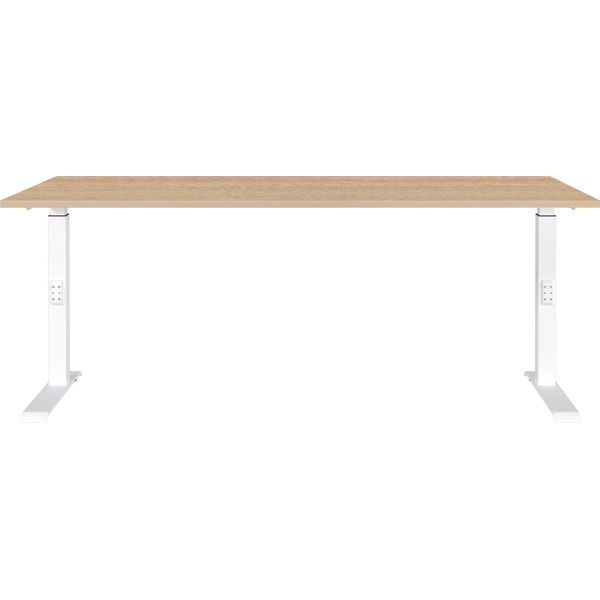 Schreibtisch Germania "Downey", Braun (Lindberg, Eiche, Nachbildung, Weiß, Weiß, Lindberg, Eiche, Nachbildung), B:180Cm H:91Cm T:80Cm, Tische, Schreibtisch, HöHeneinstellbar-image