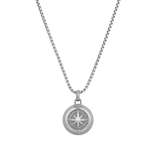 Kette Mit AnhäNger Tom Tailor "Schmuck Geschenk Edelstahl Windrose", Grau, Halsketten, Herren, Edelstahl, L: 55 B: 2,4Mm, B:2,4Mm-image