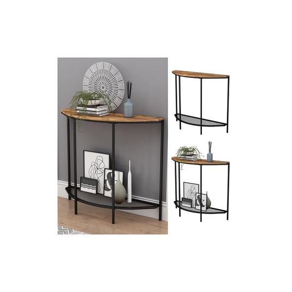 Vicco Wohnzimmertisch Fyrk Eiche Schwarz 92 X 81,5 Cm Mit Offener Ablage-image