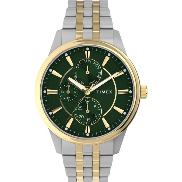 Multifunktionsuhr Timex "Chicago", Gold (Edelstahlfarben, Goldfarben), Armbanduhren, Herren, Quarzuhr, Armbanduhr, Herrenuhr, Edelstahlarmband, Datum, Leuchtzeiger-image