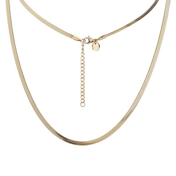 Kette Ohne AnhäNger Firetti "Schmuck Geschenk Edelstahl Halsschmuck Halskette Heringbonekette", Gelbgoldfarben, Halsketten, Damen, Edelstahl, L: 55 B: 3Mm, B:3Mm-image