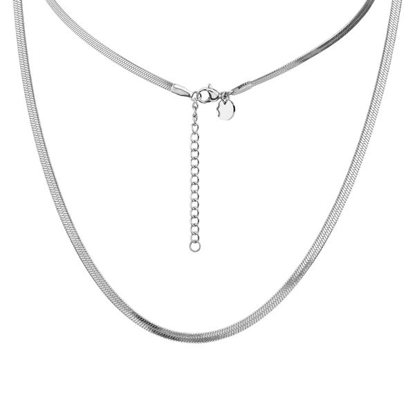 Kette Ohne AnhäNger Firetti "Schmuck Geschenk Edelstahl Halsschmuck Halskette Heringbonekette", Edelstahlfarben, Halsketten, Damen, Edelstahl, L: 55 B: 3Mm, B:3Mm-image