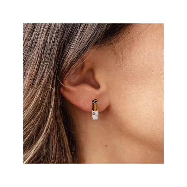 CAI Ohrstecker 925/ Sterling Silber Vergoldet Howlith-image