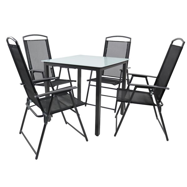 Vcm 5-Tlg GartenmöBel Set Sitzgruppe Essgruppe 1X Tisch, 4X StüHle Tisch MaßE Ca. H. 76 X B. 80 X T. 80 Cm Hochlehner Set 80M-image