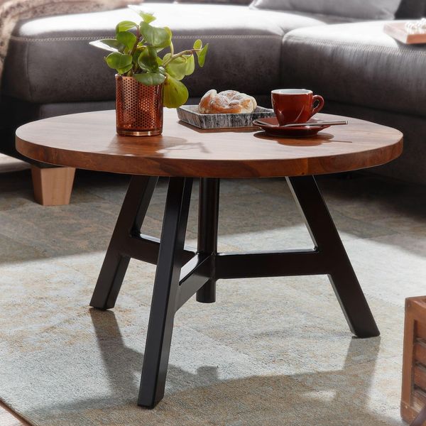 Couchtisch Finebuy Sofatisch Massivholz 60X60X35 Cm Wohnzimmertisch Tisch Rund-image