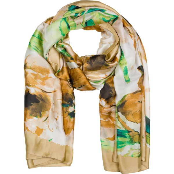 Schal styleBREAKER "Schal Mit Aquarell Blumen Muster", Damen, Braun (Hellbraun), Obermaterial: 100% Viskose Cv., Modisch, ModetüCher Schal-image