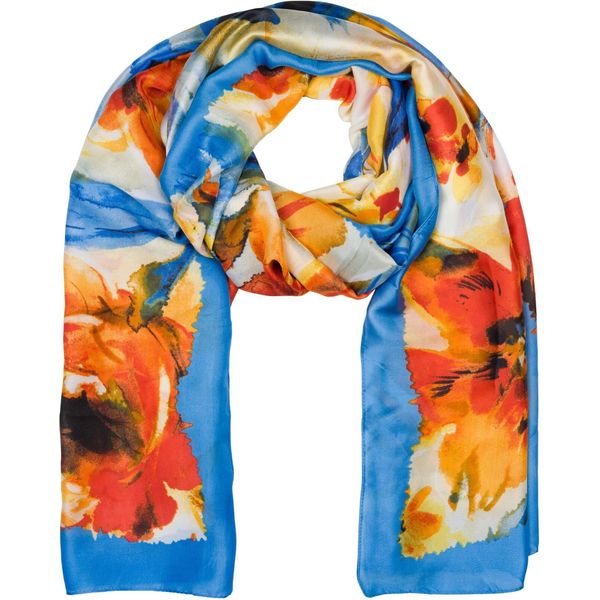 Schal styleBREAKER "Schal Mit Aquarell Blumen Muster", Damen, Blau, Obermaterial: 100% Viskose Cv., Modisch, ModetüCher Schal-image