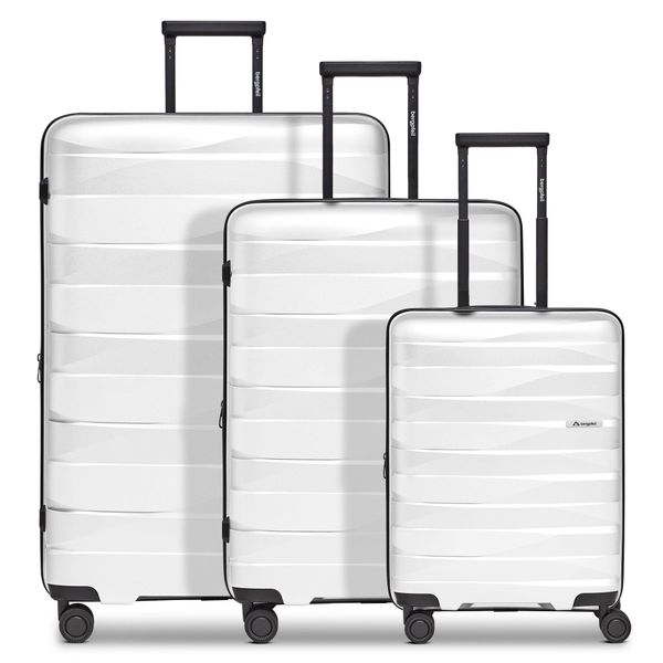 Kofferset Bergpfeil "Travel 4-Rollen Kofferset 3-Tlg. Mit Dehnfalte", Herren, Weiß, Polypropylen, Koffer-Sets-image
