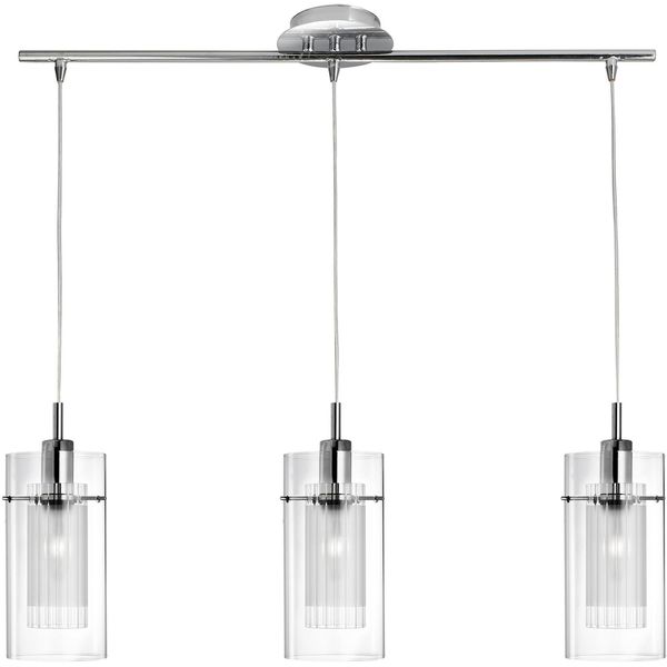 Searchlight Pendelleuchte "Duo I 3Lt Pendelleuchte", Chromfarben, H: 130Cm, 1 Stk., Leuchten, Pendelleuchte-image