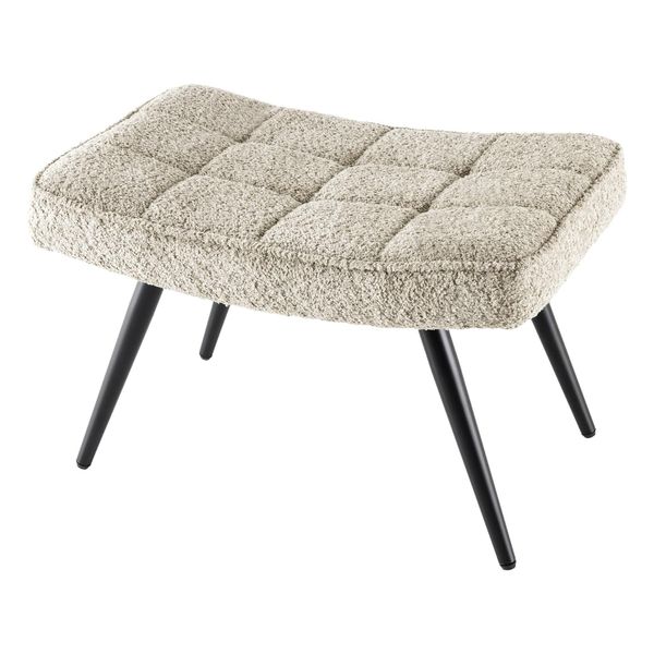 Riess-Ambiente Hocker Scandinavia - Modern Champagner Greige Bouclé Schwarze Metallbeine FußHocker-image