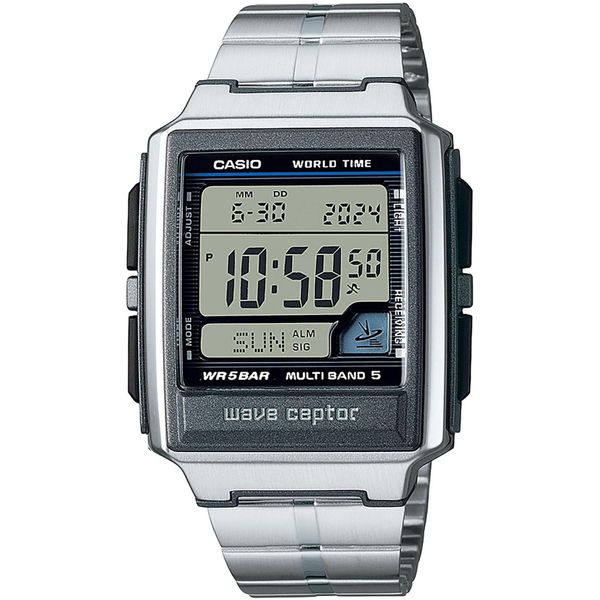Funkchronograph Casio Funk, Silber (Silberfarben), Armbanduhren, Herren, Quarzuhr, Armbanduhr, Herrenuhr, Digitaluhr, Edelstahlarmband,Weltzeit-image