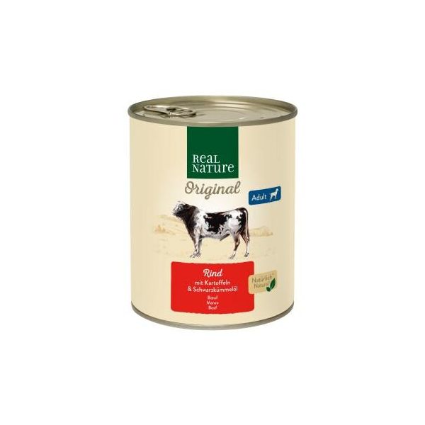 Real Nature Nourriture Humide Chien Adulte BœUf Aux Pommes De Terre 6X800 G-image