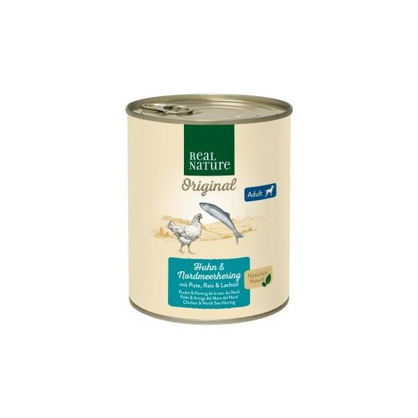 Real Nature Nourriture Humide Chien Adulte Poulet Et Hareng De La Mer Du Nord 24X800 G-image