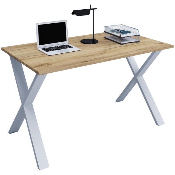 Schreibtisch Vcm "Schreibtisch BüRotisch Computertisch 110X80 Lona X", Braun (Silber, Honig, Eiche), B:110Cm T:80Cm, Tische, Schreibtisch-image