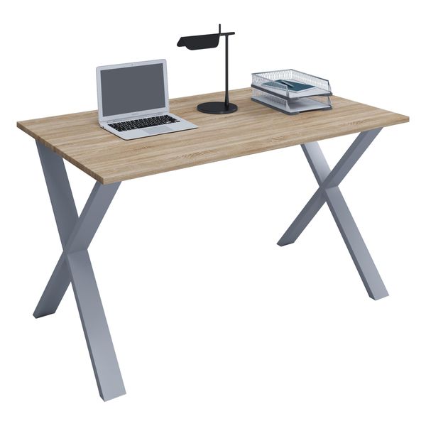 Schreibtisch Vcm "Schreibtisch BüRotisch Computertisch 110X80 Lona X", Braun (Silber, Sonoma, Eiche), B:110Cm T:80Cm, Tische, Schreibtisch-image