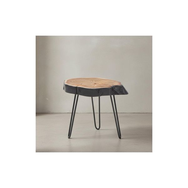 Kadima Design Massivholz Beistelltisch, Industrial-Stil, Handgefertigt, Baumkante Design-image