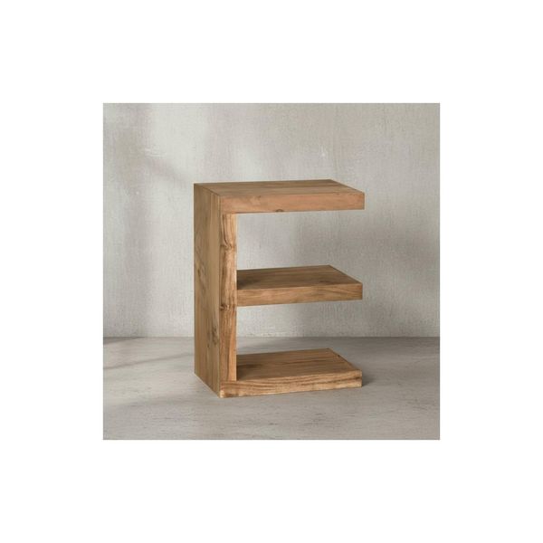 Kadima Design Beistelltisch "E" Cube Nako: Akazienholz, E-Konstruktion, 45X30 Cm, 60 Cm HöHe, Handgefertigt.-image