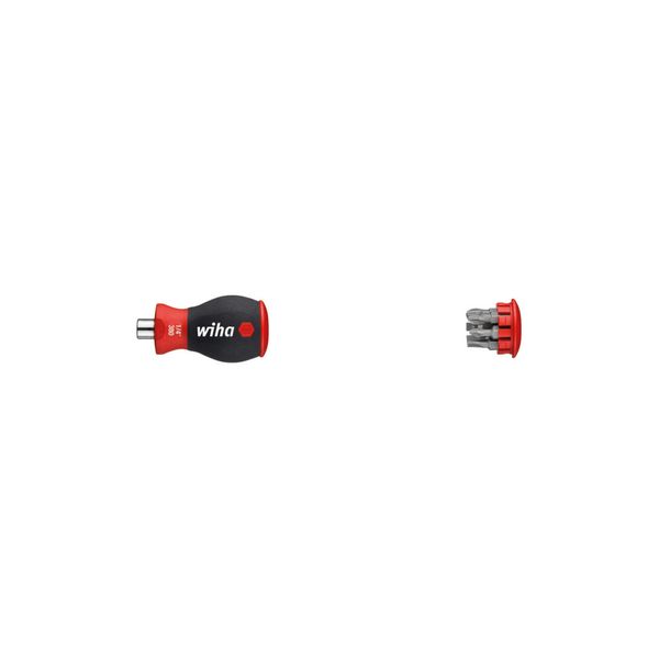 Wiha Schraubendreher Mit Bit Magazin Magnetisch Schlitz, Phillips Mit 6 Bits, Stubby, 1/4" (10386)"-image