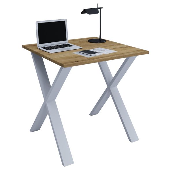 Schreibtisch Vcm "Schreibtisch BüRotisch Computertisch 80X80 Lona X", Braun (Silber, Honig, Eiche), B:80Cm T:80Cm, Tische, Schreibtisch-image