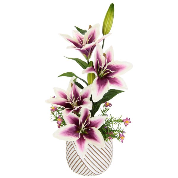 Kunstpflanze Otto Home, Rosa (Dunkelrosa), B:20Cm H:44Cm L:18Cm, Polyester, Kunstpflanzen, Kunstpflanze, Arrangement Im Topf-image