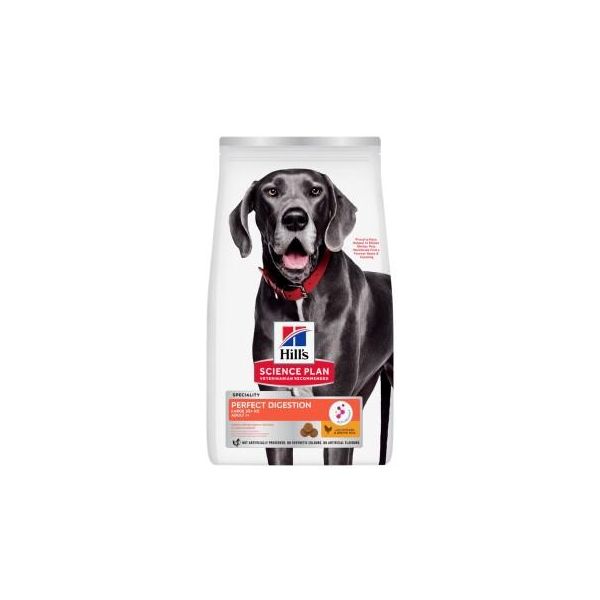 Hill's Science Plan Croquettes Pour Chien, Perfect Digestion, Grande Race Adulte, Au Poulet Et Au Riz Brun 2X14 Kg-image
