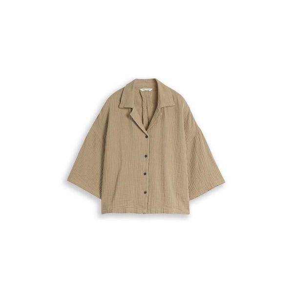 Tom Tailor Damen Oversize Musselin Bluse Aus Baumwolle, GrüN, Uni, Gr. 34-image