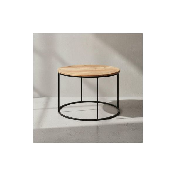 Kadima Design Naturholz Couchtisch, Stabile Konstruktion, Runde Ablage, 50 Kg Belastbarkeit.-image