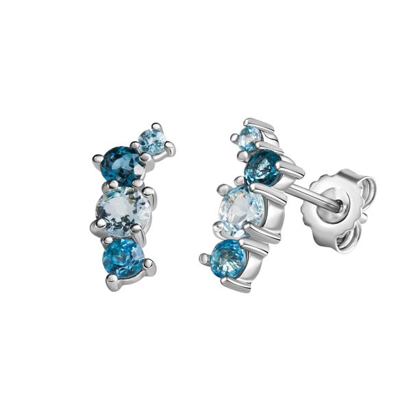 Paar Ohrstecker Zeeme "Silber 925 Rhodiniert Mit Blautopas (Beh.)", Weiß (Weiß, Blau), Ohrringe, Damen, One-Size, Silber 925 (Sterlingsilber)-image