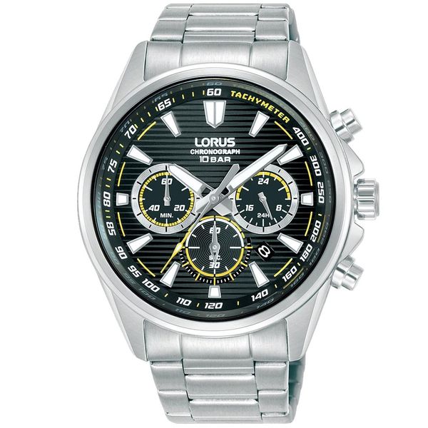 Chronograph Lorus "Sports Chronograph", Silber (Silberfarben, Schwarz), Armbanduhren, Herren, Chronograph, Quarzuhr, Armbanduhr, Herrenuhr, Edelstahlarmband, Analog, Tag-image
