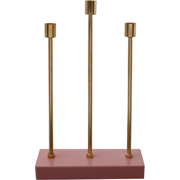 KerzenstäNder Kayoom "Kerzenhalter Art Deco 325", Rosa (Rosa, Goldfarben), B:9Cm H:39,5Cm T:26Cm Ø:0Cm, Metall, Kerzenhalter-image