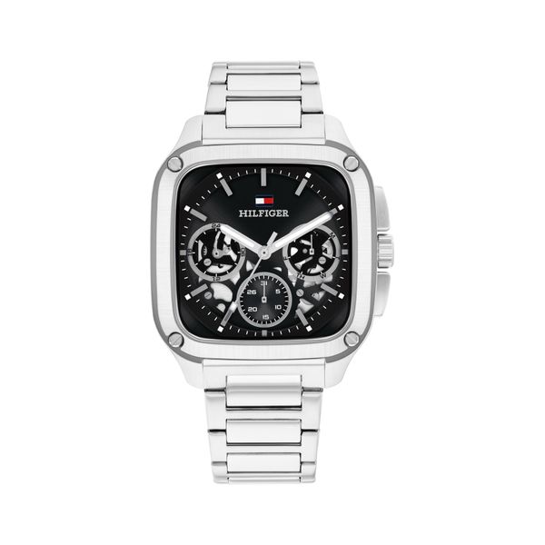 Multifunktionsuhr Tommy Hilfiger "Herald Skeleton", Silberfarben, Schwarz, Armbanduhren, Herren, Quarzuhr, Armbanduhr, Herrenuhr, Edelstahlarmband, Analog-image
