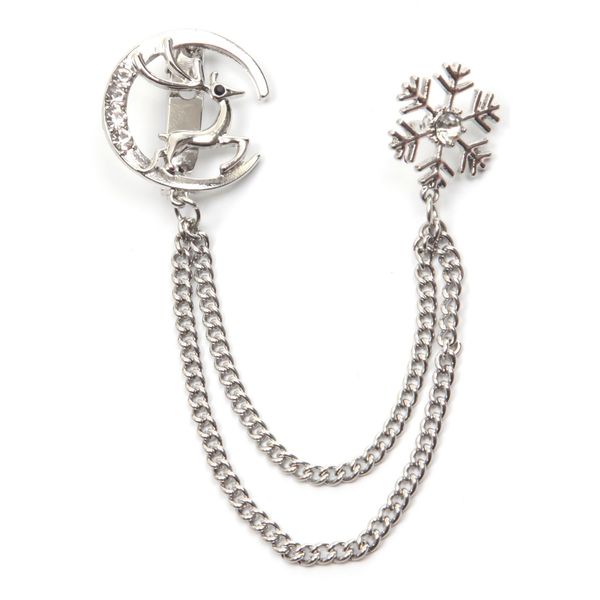 Brosche Firetti "Schmuck Geschenk Ansteckschmuck Glieder Schneeflocke, Mond, Hirsch", Weiß (Silberfarben,, Kristallweiß, Kristallweiß), Broschen, Damen, Metall, Brosche, Mit Glasstein-image