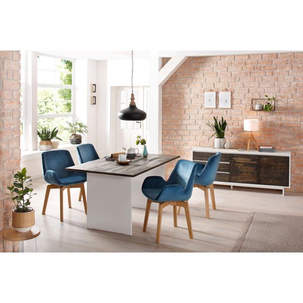 Esstisch Otto Home "Morgan", Braun (Weiß, Braun), B:150Cm H:76Cm T:90Cm, Tische, Esstisch, Aus Massivem Kiefernholz, In Zwei Unterschiedlichen Tischbreiten-image