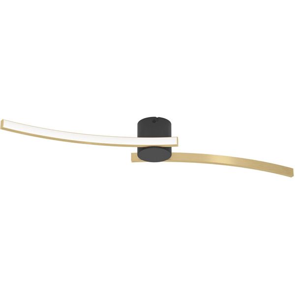 Eglo Deckenleuchte "Aieta Deckenlampe Schwarz Messing, BüRolampe, Led Lampe, Leuchte", Schwarz, 1, H: 8Cm, 1 Stk., Leuchten, Wand-/Deckenleuchte - L72 X B13 X H8 Cm - 12W Inkl., Deckenleuchte-image